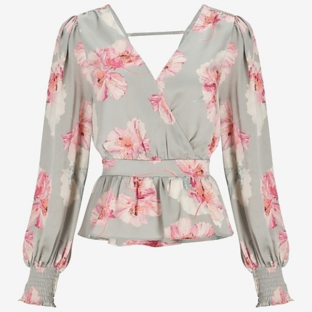 Express Floral Open Back Blouse